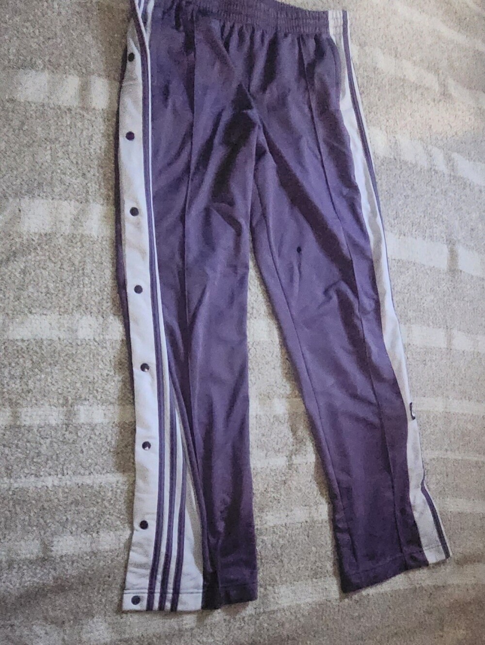 adidas Purple Snap-Button Side Stripe Track Pants